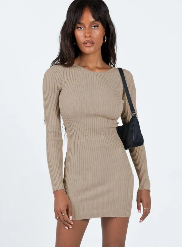 Nicky Mini Dress Beige sold by Princess Polly