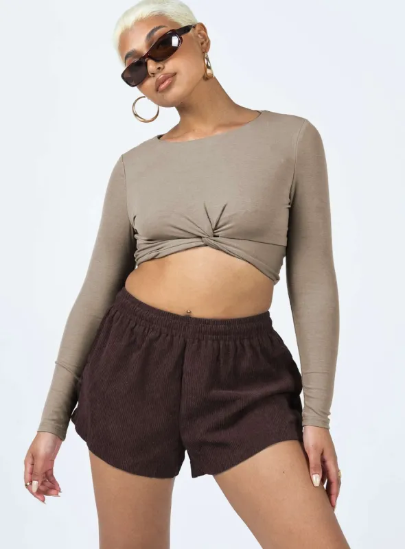 Beach House Shorts Cord Brown sold by Princess Polly