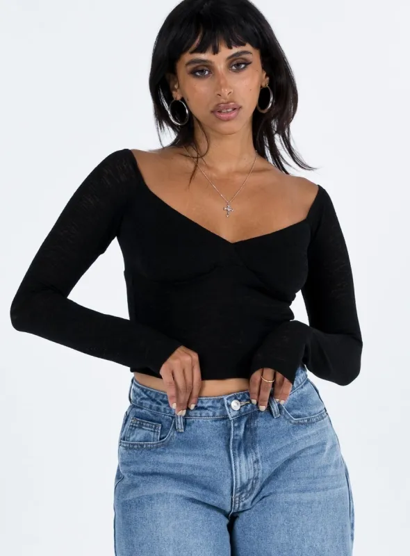 Zelda Off The Shoulder Top Black sold by Princess Polly