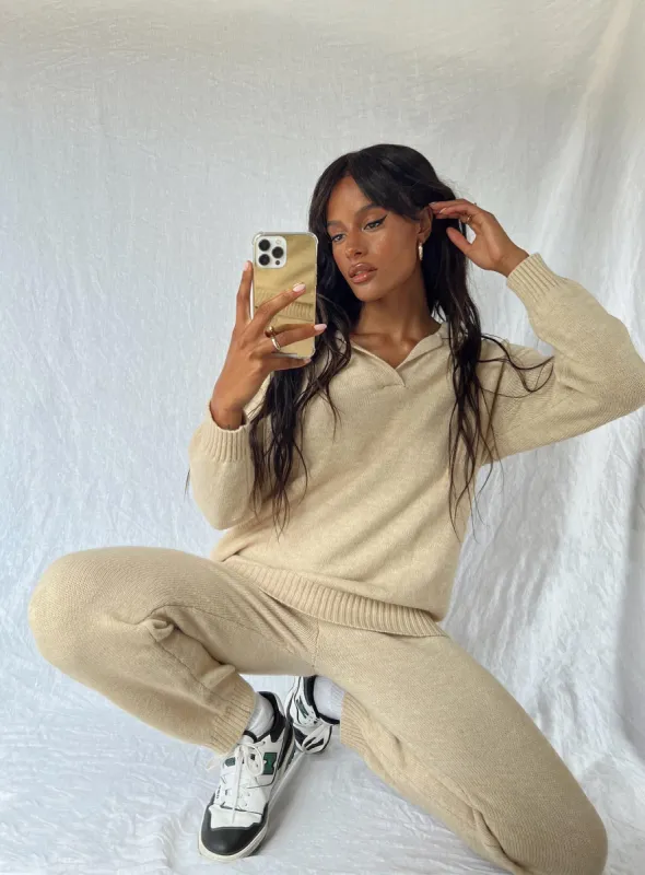 Waite Knit Pants Beige sold by Princess Polly