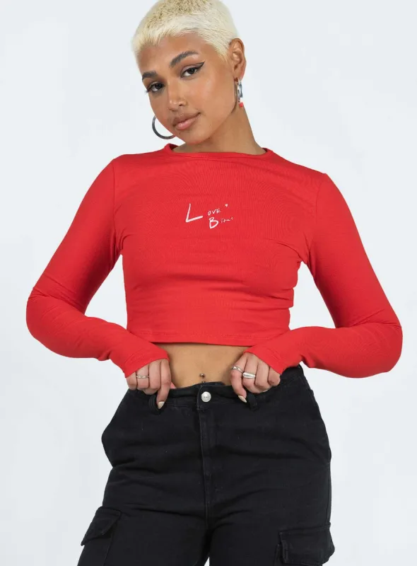 Love Bites Long Sleeve Top Red sold by Princess Polly