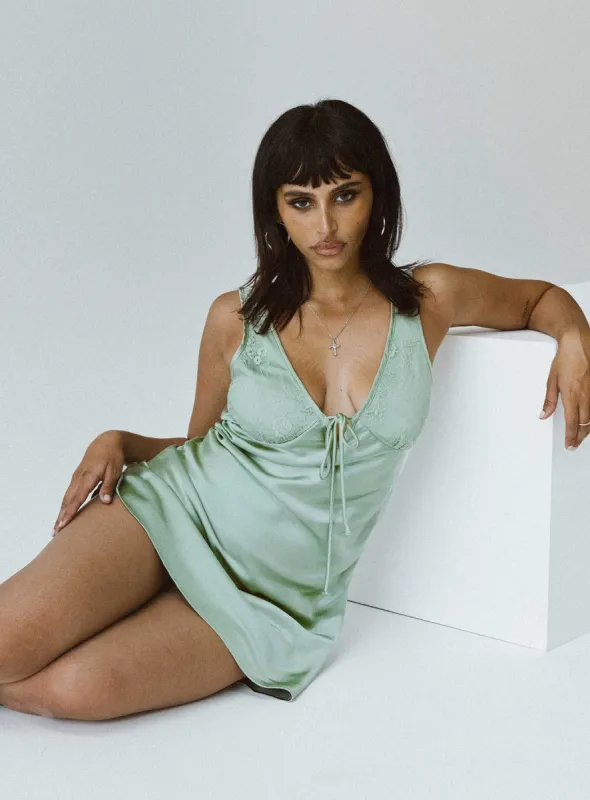 Conlan Mini Dress Sage sold by Princess Polly