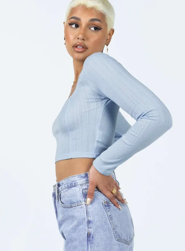 Ajani Long Sleeve Top Blue sold by Princess Polly
