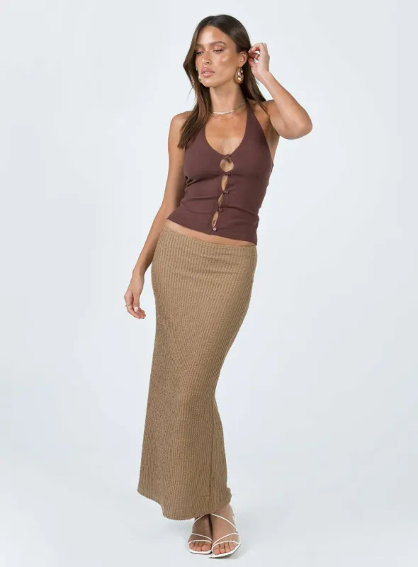 Jaynee Maxi Skirt Beige sold by Princess Polly