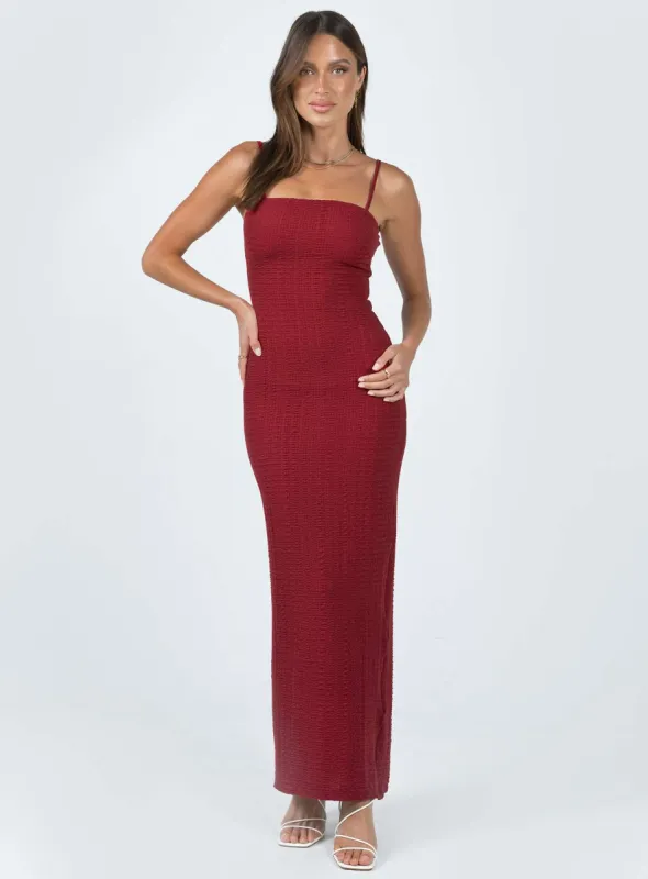 Buella Midi Dress Burgundy sold by Princess Polly