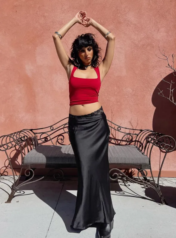 The Charmaine Maxi Skirt Black sold by Princess Polly