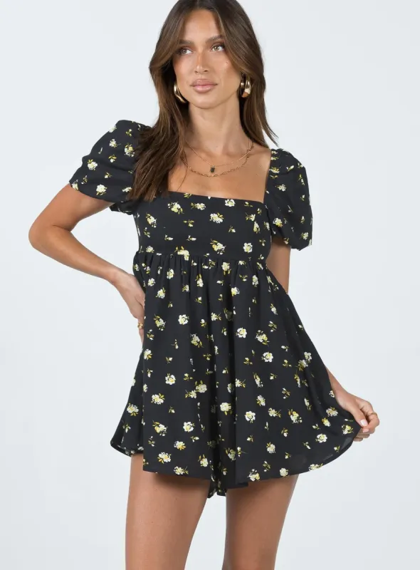 Lorna Romper Black Floral sold by Princess Polly
