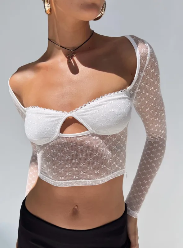 Clapton Long Sleeve Top White sold by Princess Polly