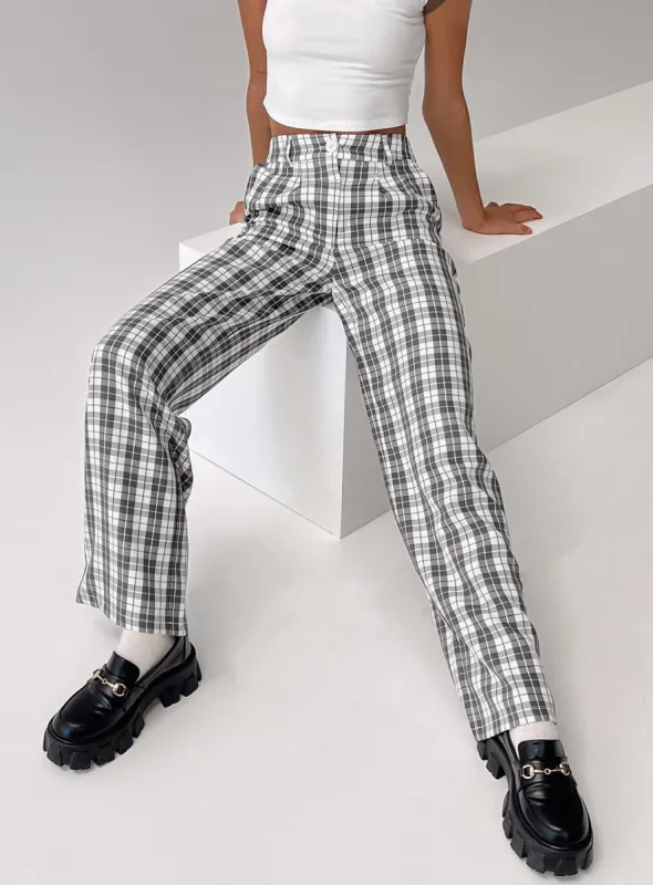 Archer Pants Grey Plaid sold by Princess Polly