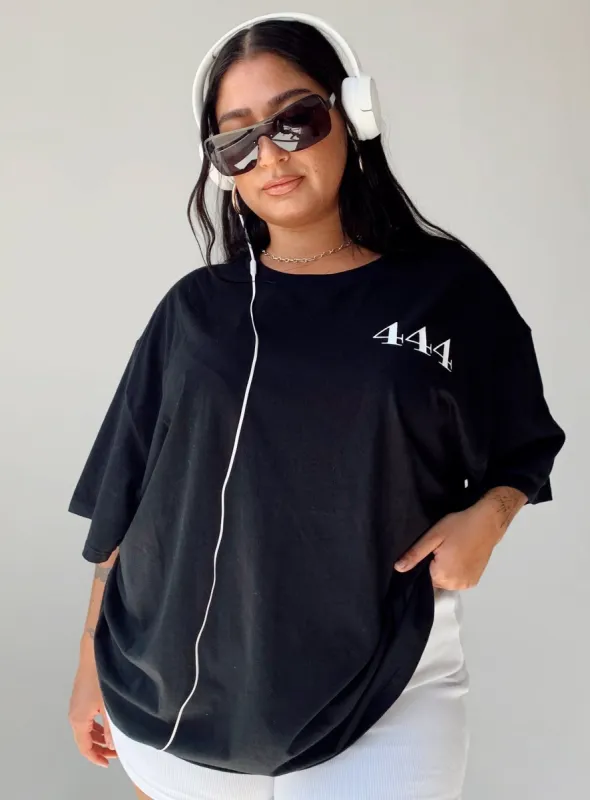 444 Oversize Tee Black Curve sold by Princess Polly
