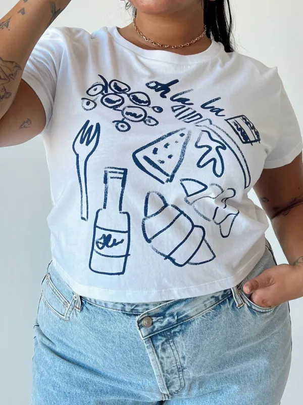 Continental Breakfast Tee White Curve made by Princess Polly