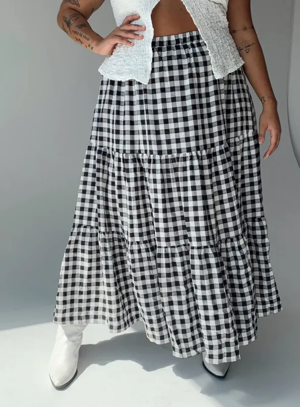 Hale Midi Skirt Black / White Curve made by Princess Polly