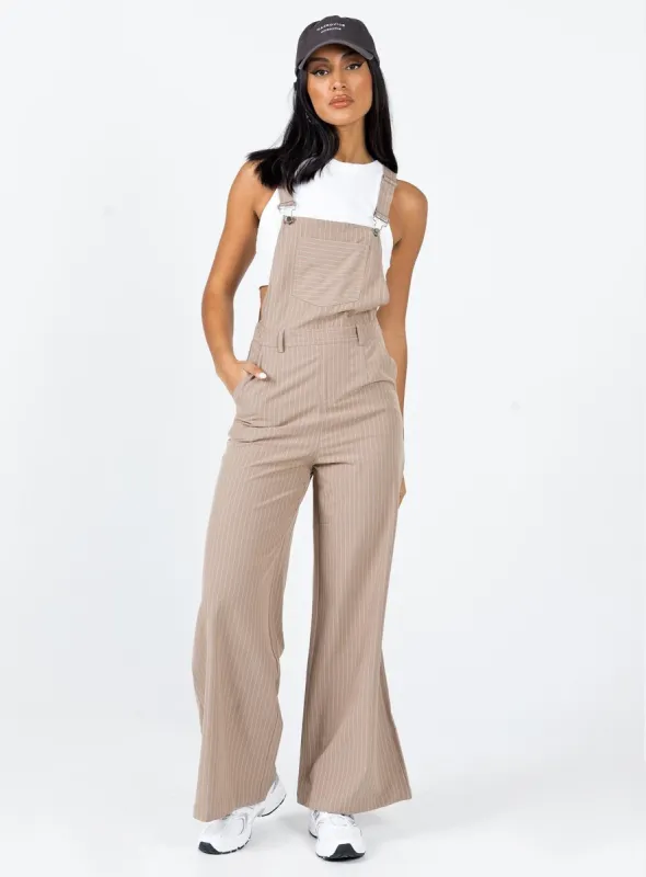 Hayden Overalls Beige sold by Princess Polly