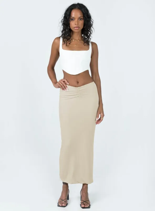 Elidy Maxi Skirt Beige sold by Princess Polly