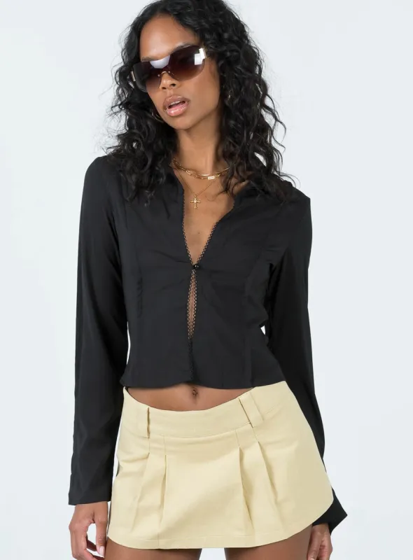 Damson Long Sleeve Top Black sold by Princess Polly