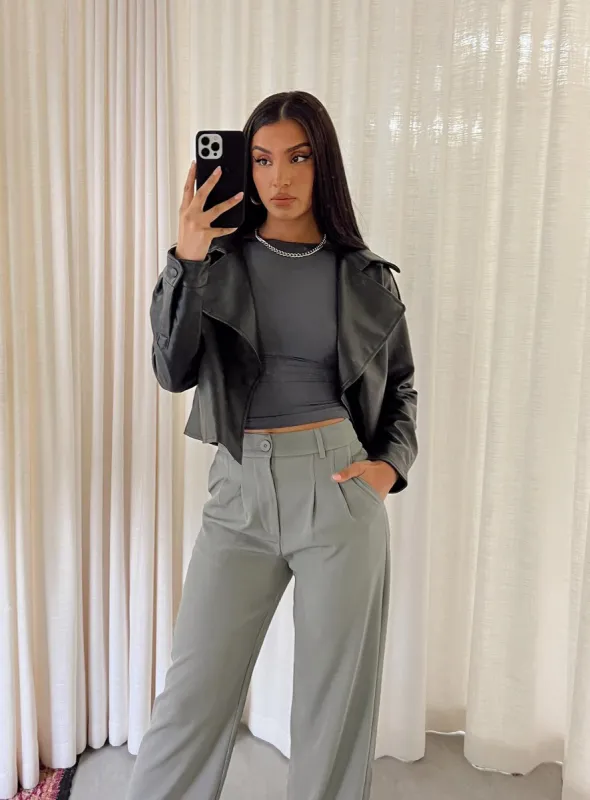 Redfern Faux Leather Jacket Black sold by Princess Polly