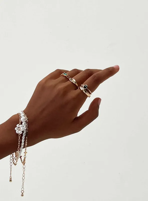 Lovett Ring Pack Gold sold by Princess Polly