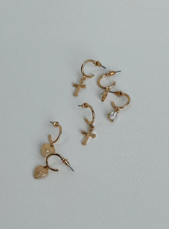 Diaz Earring Pack Gold sold by Princess Polly