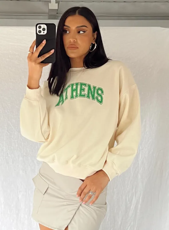 Athens Sweatshirt Cream sold by Princess Polly