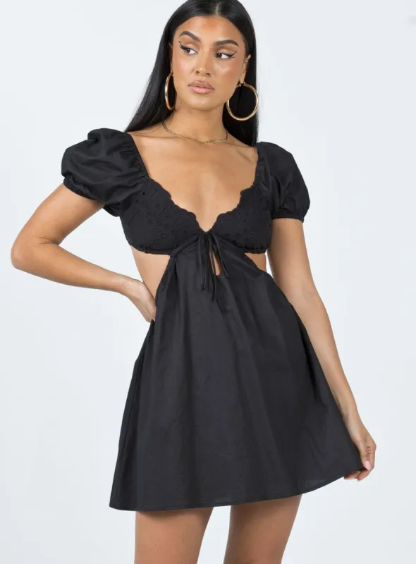 Elizer Mini Dress Black sold by Princess Polly