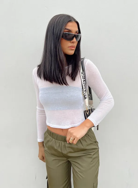 Andreas Long Sleeve Top White sold by Princess Polly