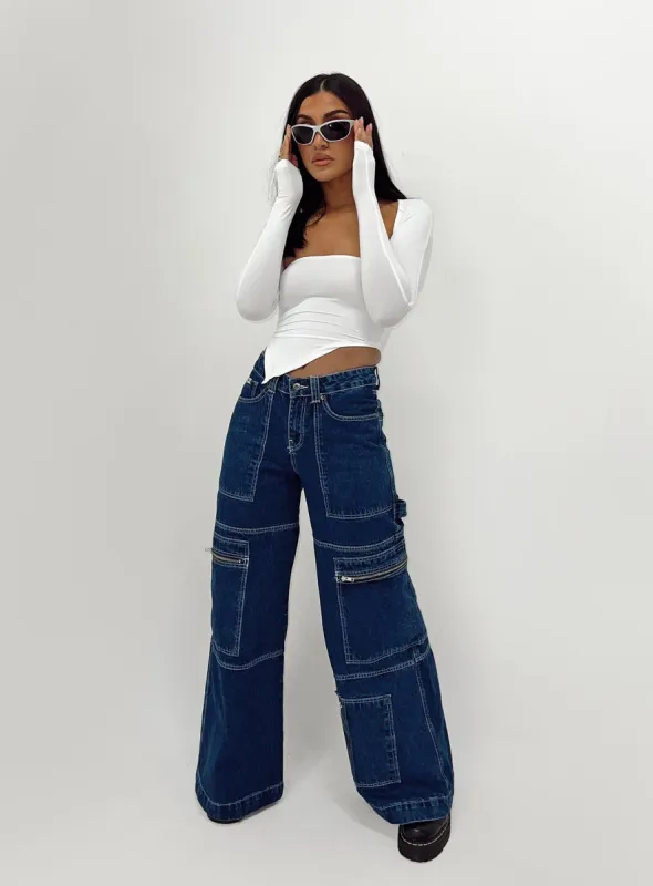 The Ragged Priest Clacker Jean Mid Blue Denim sold by Princess Polly