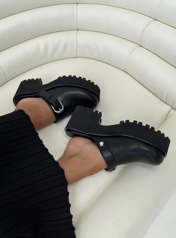 Rinaldi Slide On Flats Black sold by Princess Polly