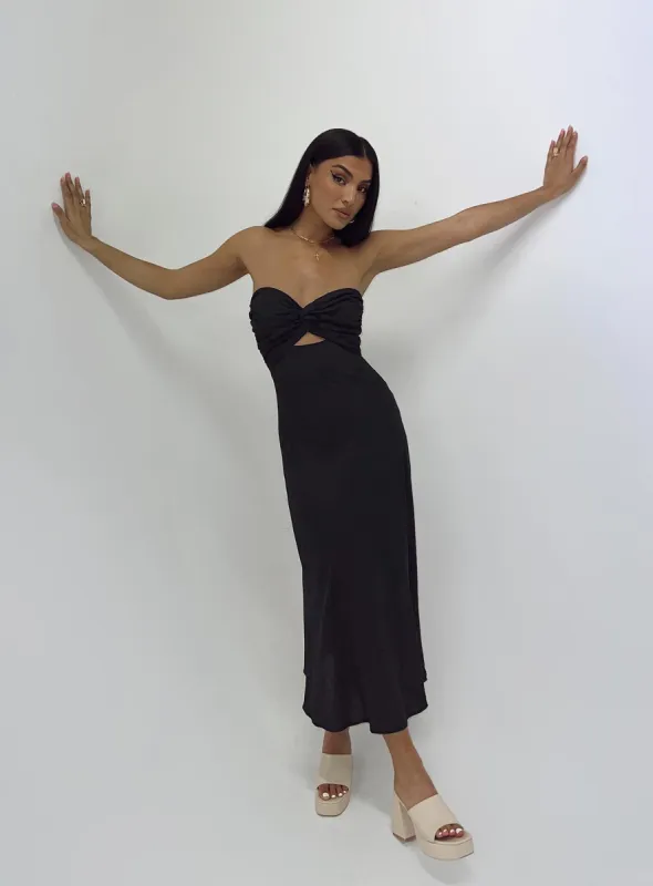 Falling For You Midi Dress Black sold by Princess Polly