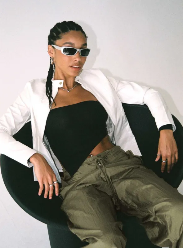 Motel Olivia Faux Leather Jacket White sold by Princess Polly