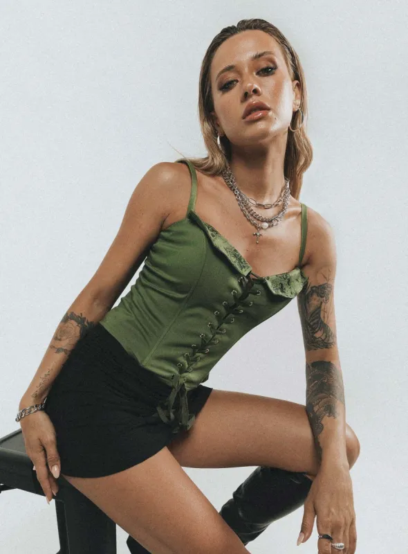 Paisley Tattoo Corset Top Khaki sold by Princess Polly
