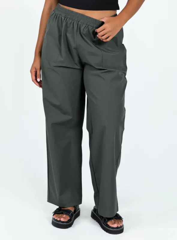 Plevna Nylon Pants Olive sold by Princess Polly