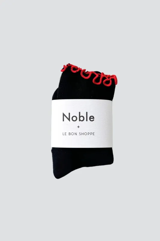 Black + Red Ruffled Socks made by Le Bon Shoppe