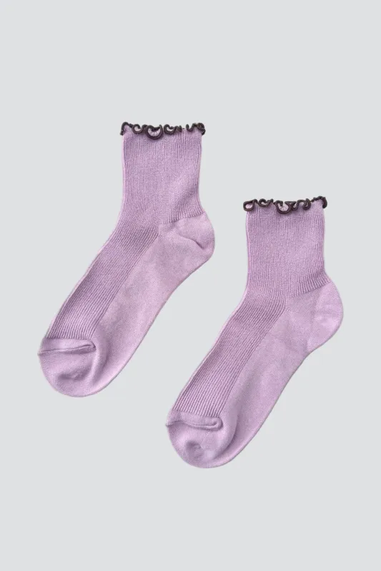 Lilac + Brown Ruffled Socks made by Le Bon Shoppe