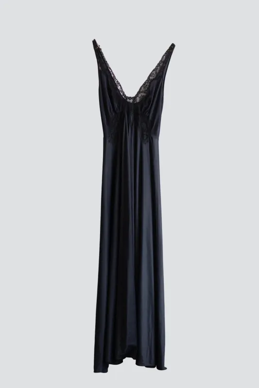 Black Lace Maxi Slip Dress made by Vintage