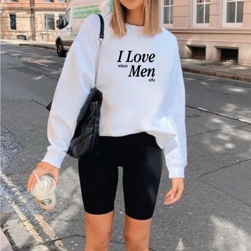 I Love When Men Stfu [UNISEX CREWNECK SWEATSHIRT] sold by PRIVATE PARTY