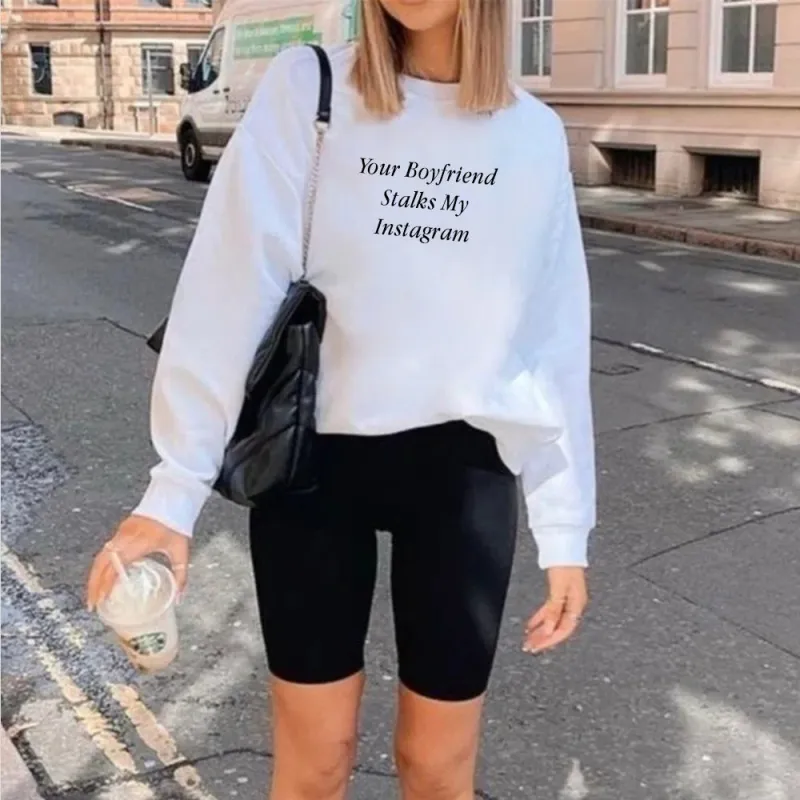 Your Boyfriend Stalks My Instagram [UNISEX CREWNECK SWEATSHIRT] sold by PRIVATE PARTY