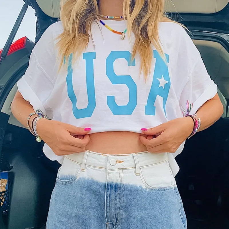 USA [GIANT TEXT W/ STAR TEE] sold by PRIVATE PARTY
