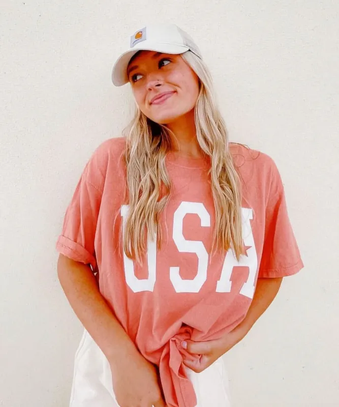 USA [GIANT TEXT W/ STAR TEE] sold by PRIVATE PARTY