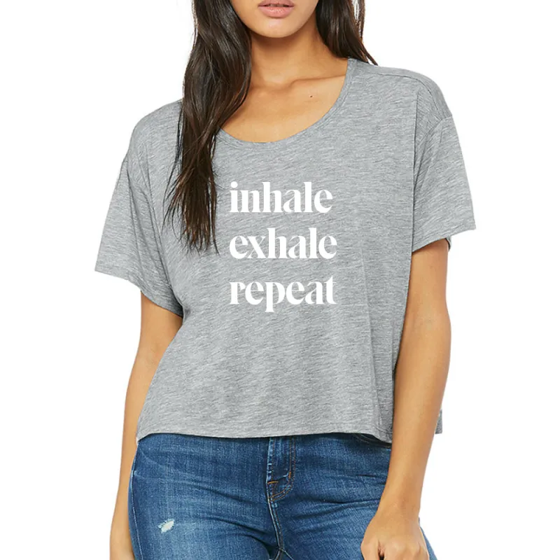 INHALE EXHALE REPEAT [FLOWY BOXY TEE] sold by PRIVATE PARTY