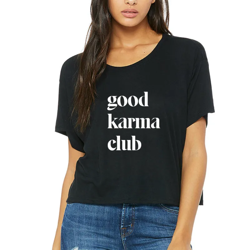 GOOD KARMA CLUB [FLOWY BOXY TEE] sold by PRIVATE PARTY