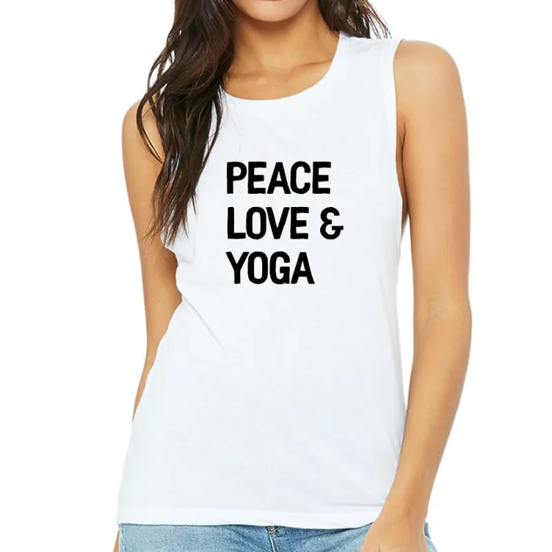 PEACE LOVE & YOGA [WOMEN'S MUSCLE TANK] sold by PRIVATE PARTY