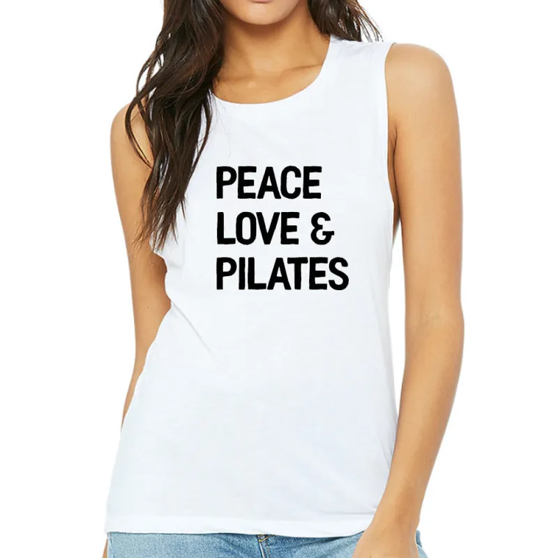 PEACE LOVE & PILATES [WOMEN'S MUSCLE TANK] sold by PRIVATE PARTY