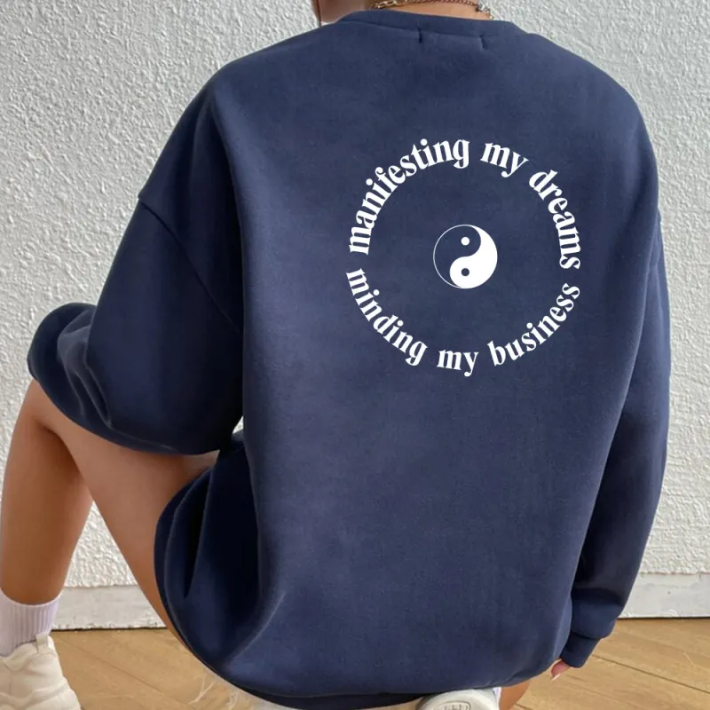 MANIFESTING MY DREAMS MINDING MY BUSINESS [UNISEX CREWNECK SWEATSHIRT] sold by PRIVATE PARTY