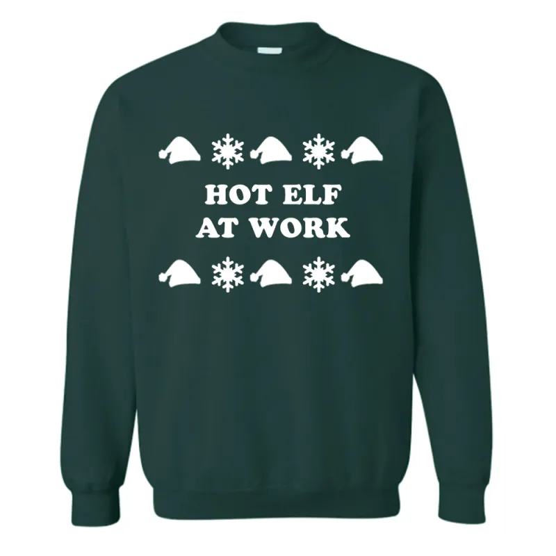 HOT ELF AT WORK  [UNISEX CREWNECK SWEATSHIRT] sold by PRIVATE PARTY