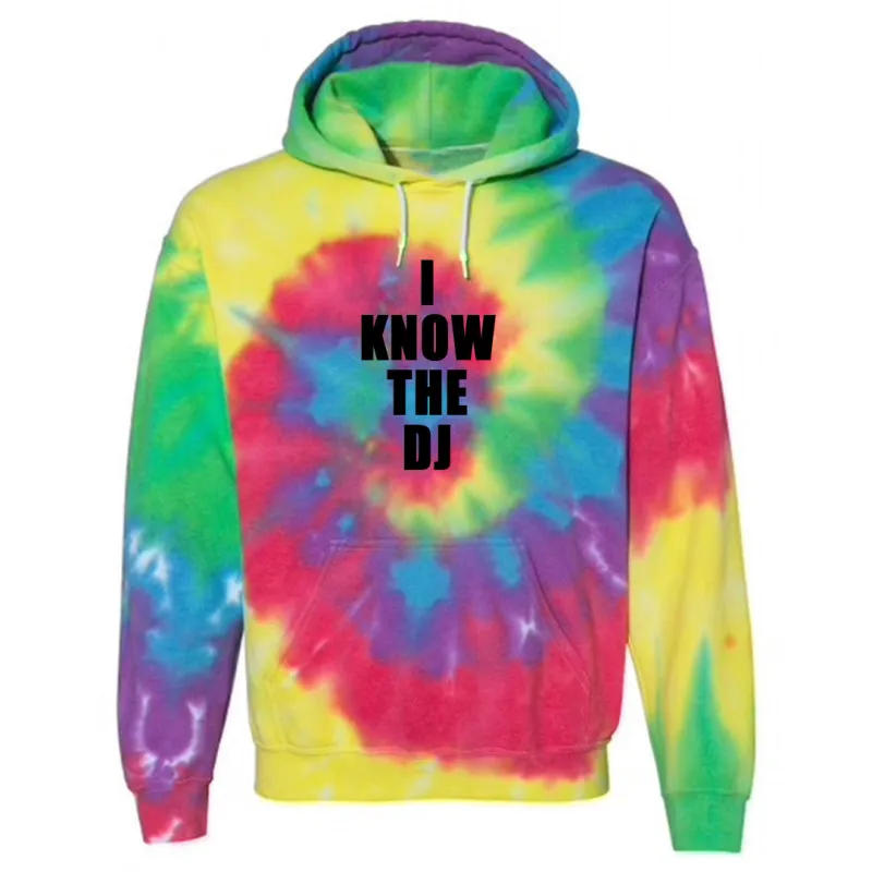 I KNOW THE DJ [TIE DYE HOODIE] sold by PRIVATE PARTY