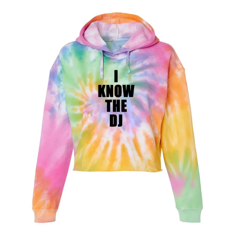 I KNOW THE DJ [TIE DYE CROP HOODIE] sold by PRIVATE PARTY