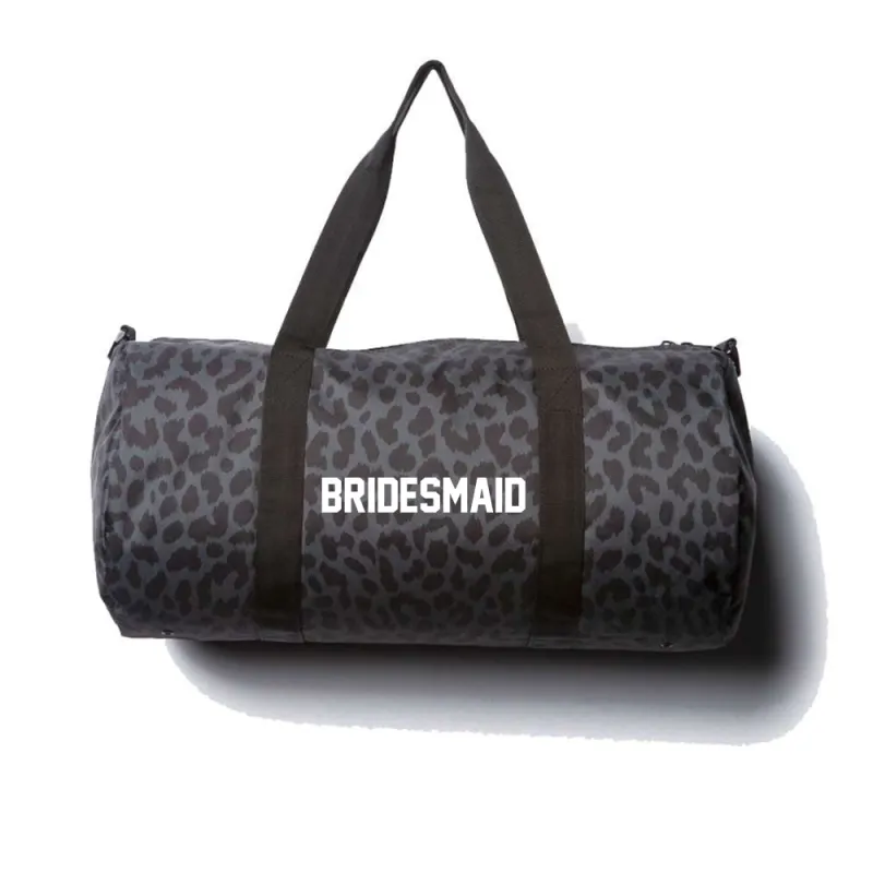 BRIDESMAID [DAY TRIPPER DUFFEL BAG // BLACK CHEETAH W/ BLOCK FONT] sold by PRIVATE PARTY
