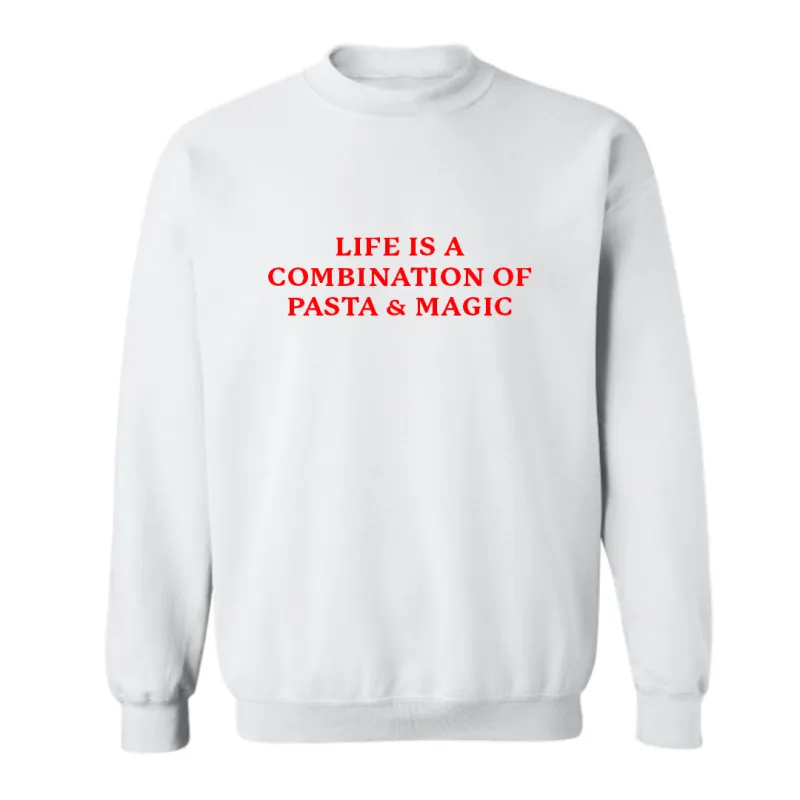 LIFE IS A COMBINATION OF PASTA & MAGIC [UNISEX CREWNECK SWEATSHIRT] sold by PRIVATE PARTY