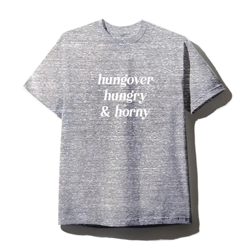 HUNGOVER HUNGRY & HORNY [UNISEX TEE] sold by PRIVATE PARTY