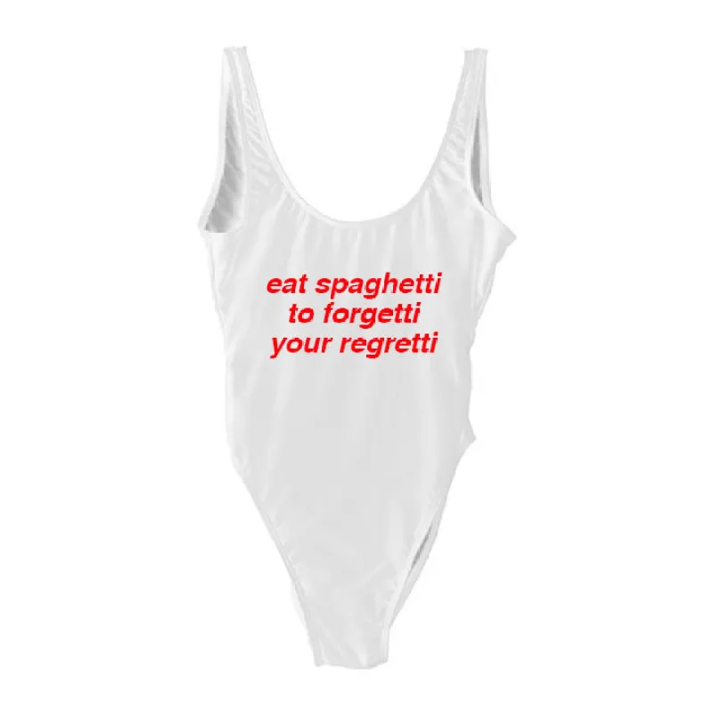 eat spaghetti to forgetti your regretti  [SWIMSUIT] sold by PRIVATE PARTY